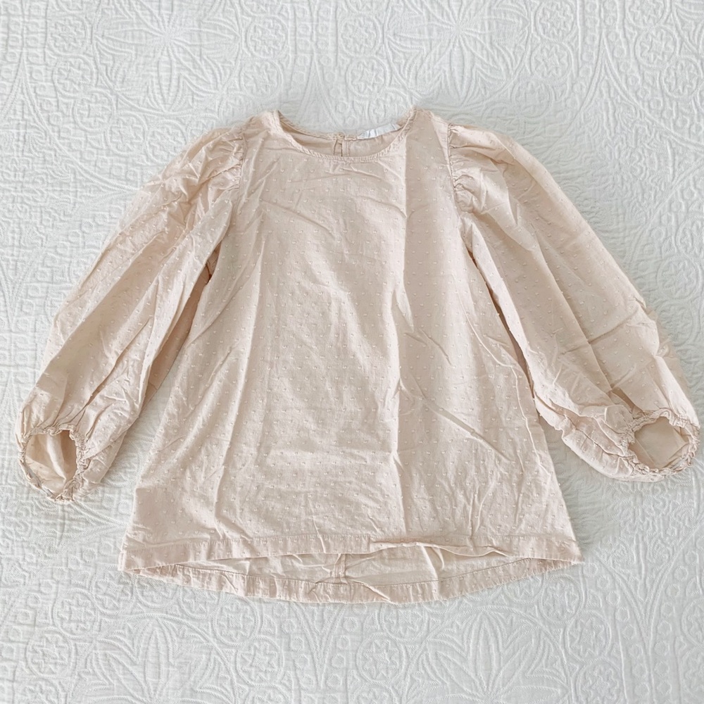 Zara Girls' Puff Sleeve Swiss‎ Dot Blouse Top